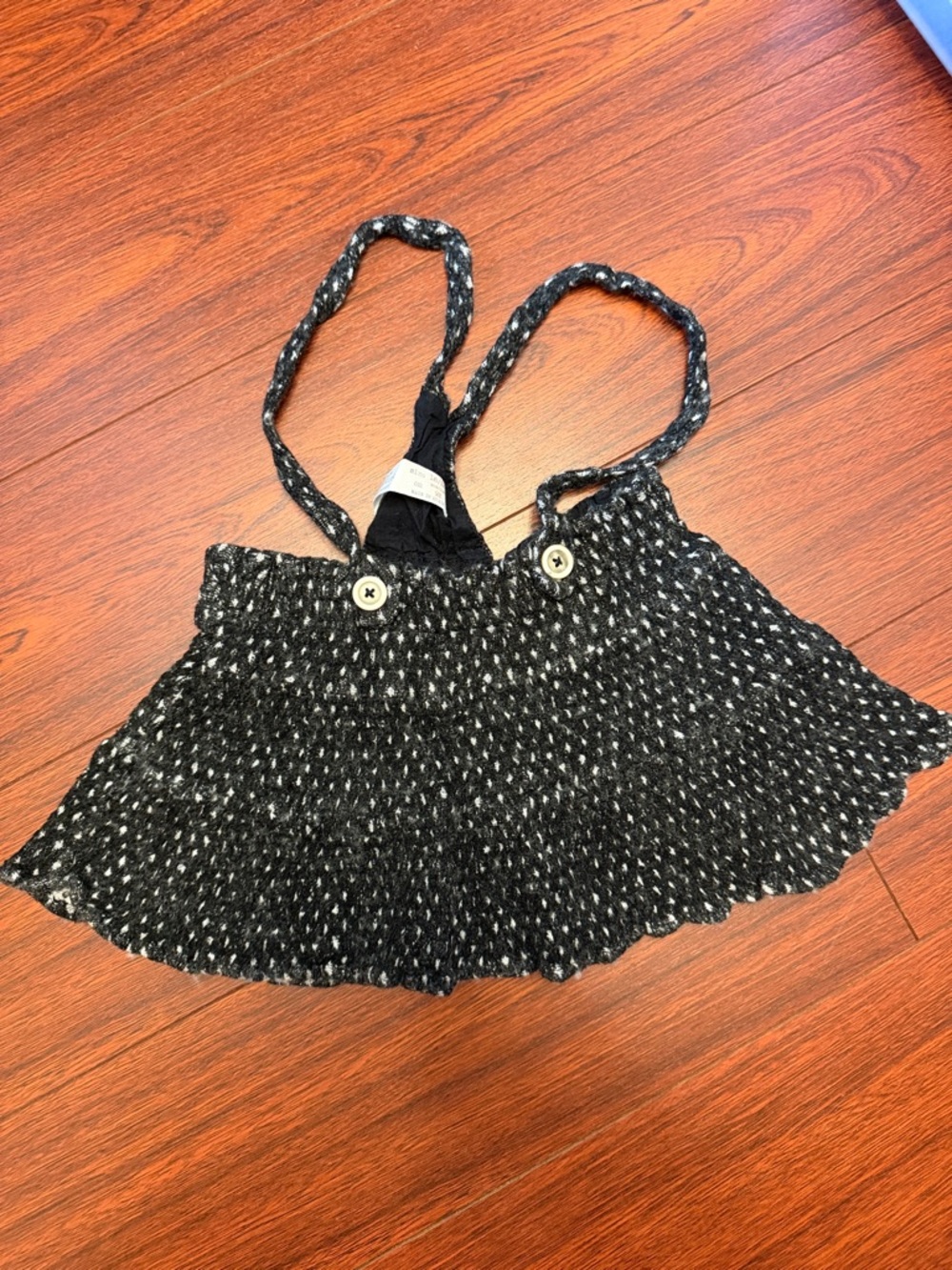Zara BabyGirl Black and White Speckled Knit Skirt with Adjustable Straps